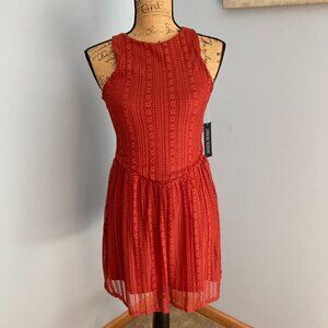 NWT Derek Heart Rust-Red Lace Mini Dress Women Size M